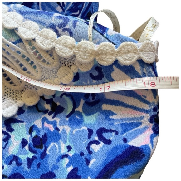 Lilly Pulitzer Blue and White Mini Dress with Crochet Detail - Picture 7 of 7